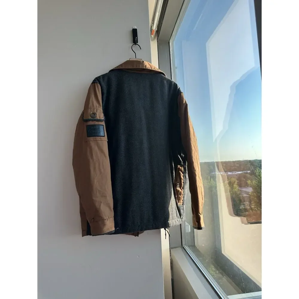 COOGI Brown tactical flight bomber herringbone trim and utility Jacket Men's XL
